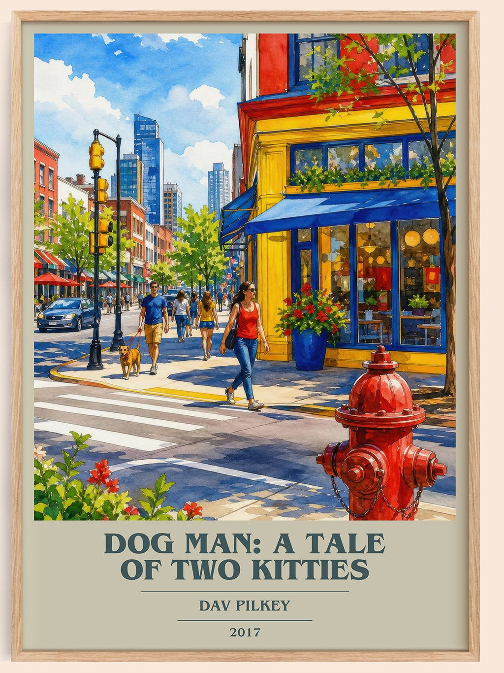 Dog Man: A Tale of Two Kitties book cover book poster by Dav Pilkey – framed literary art print
