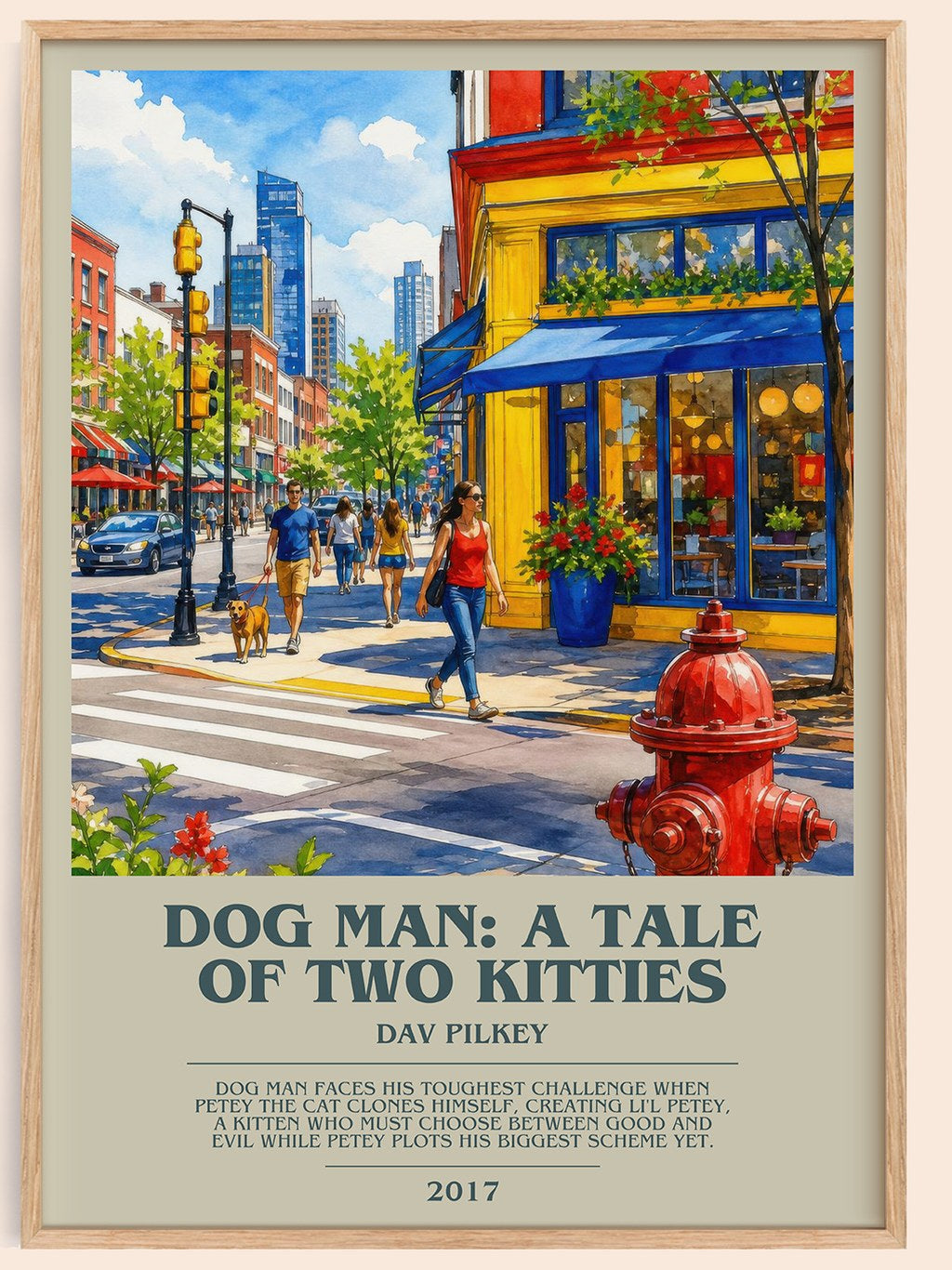 Dog Man: A Tale of Two Kitties bookish book poster by Dav Pilkey – framed literary art print