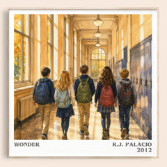 Wonder literary book poster by R.J. Palacio – framed literary art print