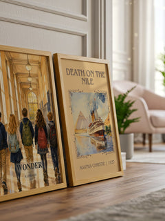 Wonder watercolour print framed by window – literary home decor
