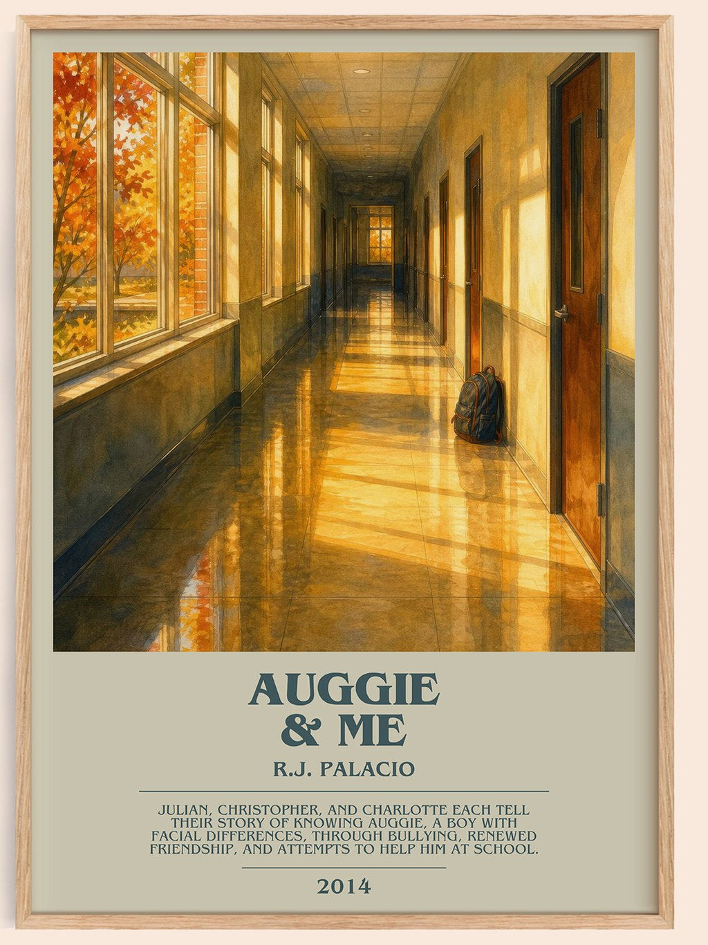 Auggie & Me bookish book poster by R.J. Palacio – framed literary art print