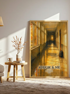 Auggie & Me Book Watercolour Illustration by R.J. Palacio – framed print in a lamp-lit living room