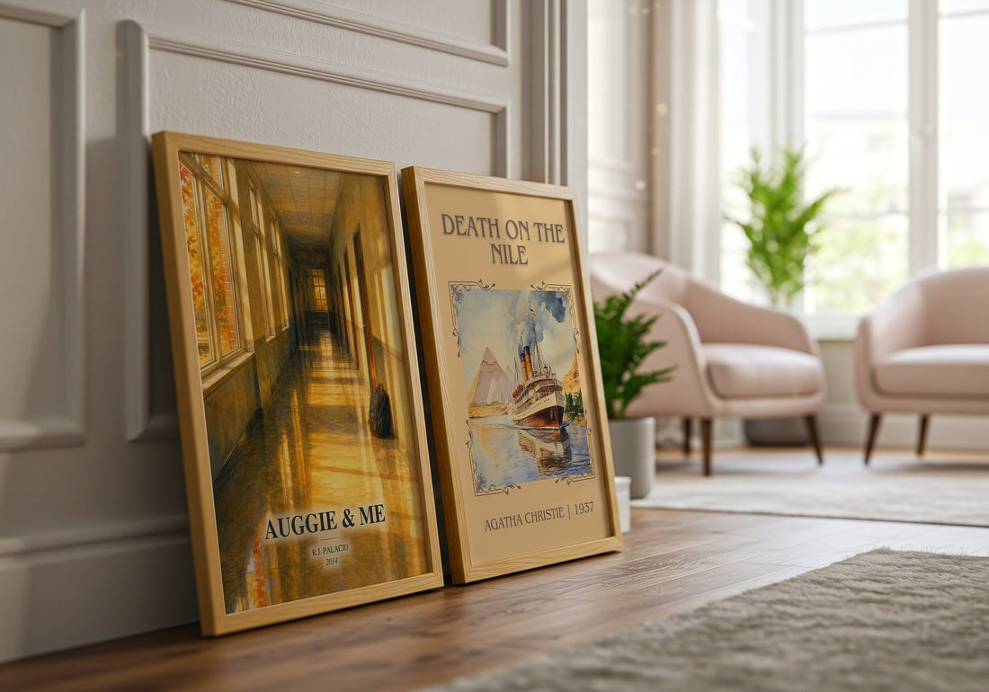 Auggie & Me Book Watercolour Illustration by R.J. Palacio – framed print leaning beside a second print