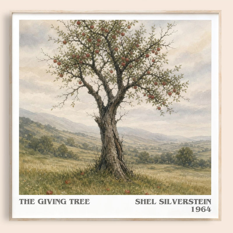 The Giving Tree literary book poster by Shel Silverstein – framed literary art print
