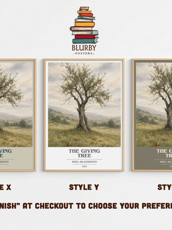 The Giving Tree book cover print in frame leaning in hallway – childrens wall art