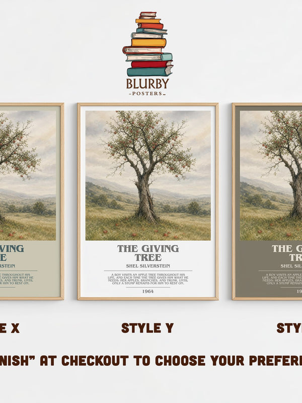 The Giving Tree bookish print in frame leaning in hallway – childrens wall art