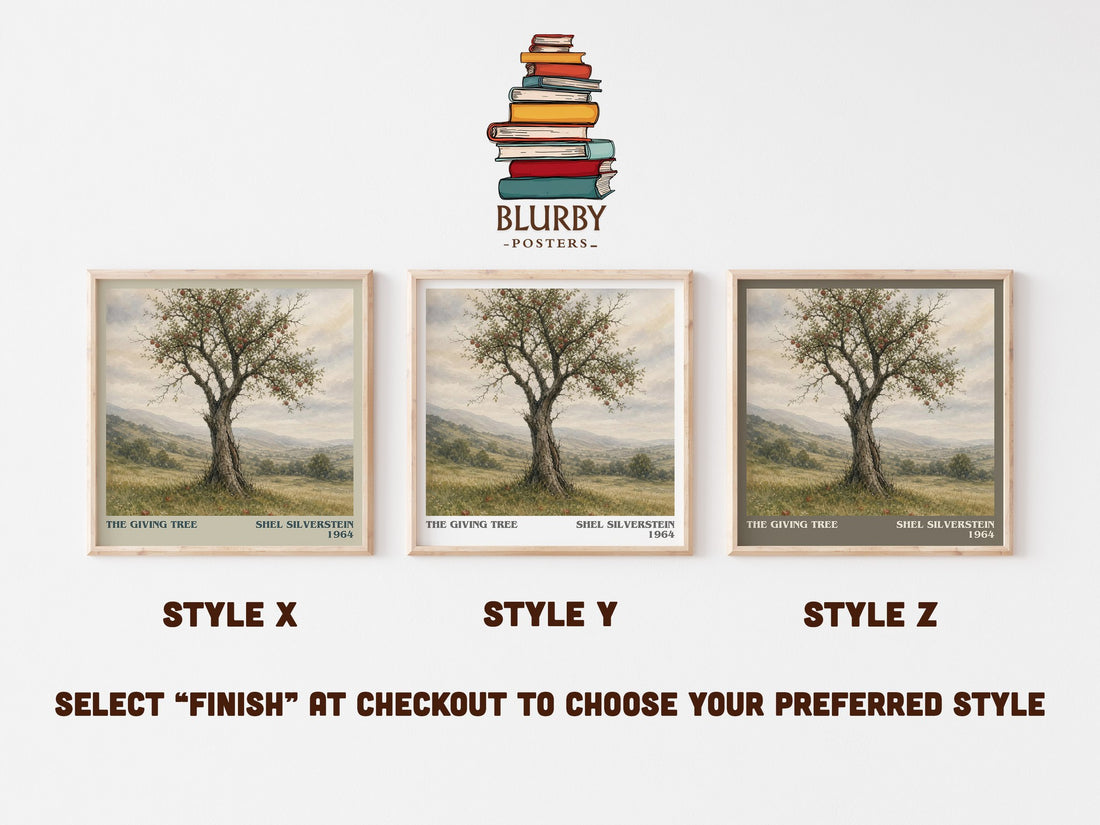 The Giving Tree literary print in frame leaning in hallway – childrens wall art (mockup)