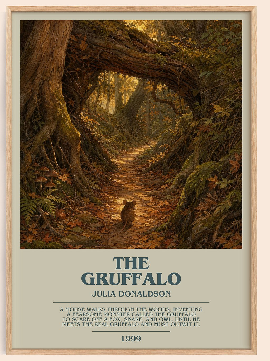 The Gruffalo bookish book poster by Julia Donaldson – framed literary art print