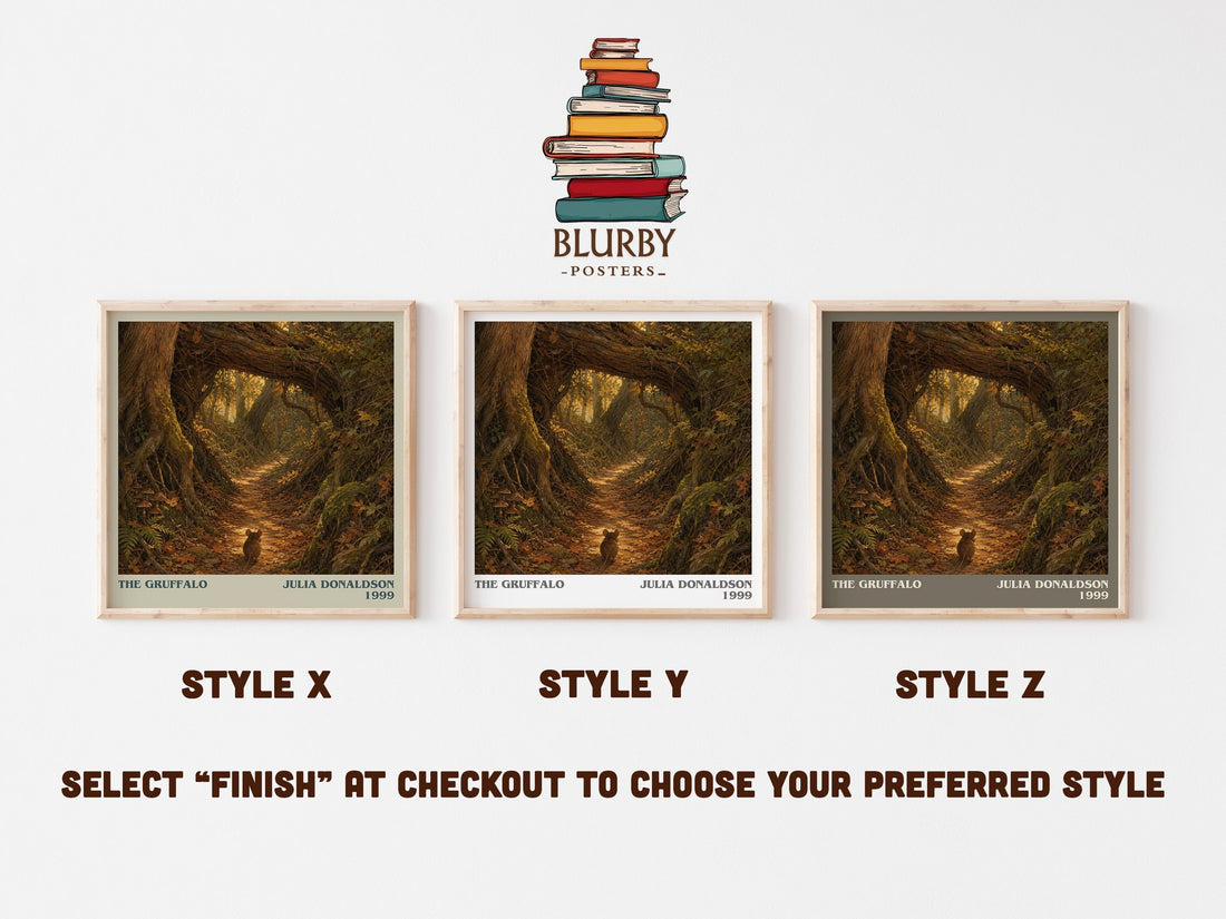 The Gruffalo literary print in frame leaning in hallway – childrens wall art (mockup)