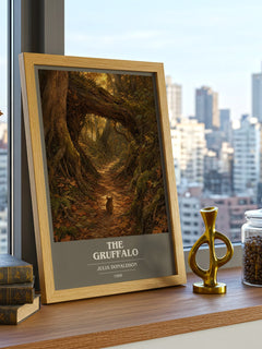 The Gruffalo book cover print framed by window – literary home decor