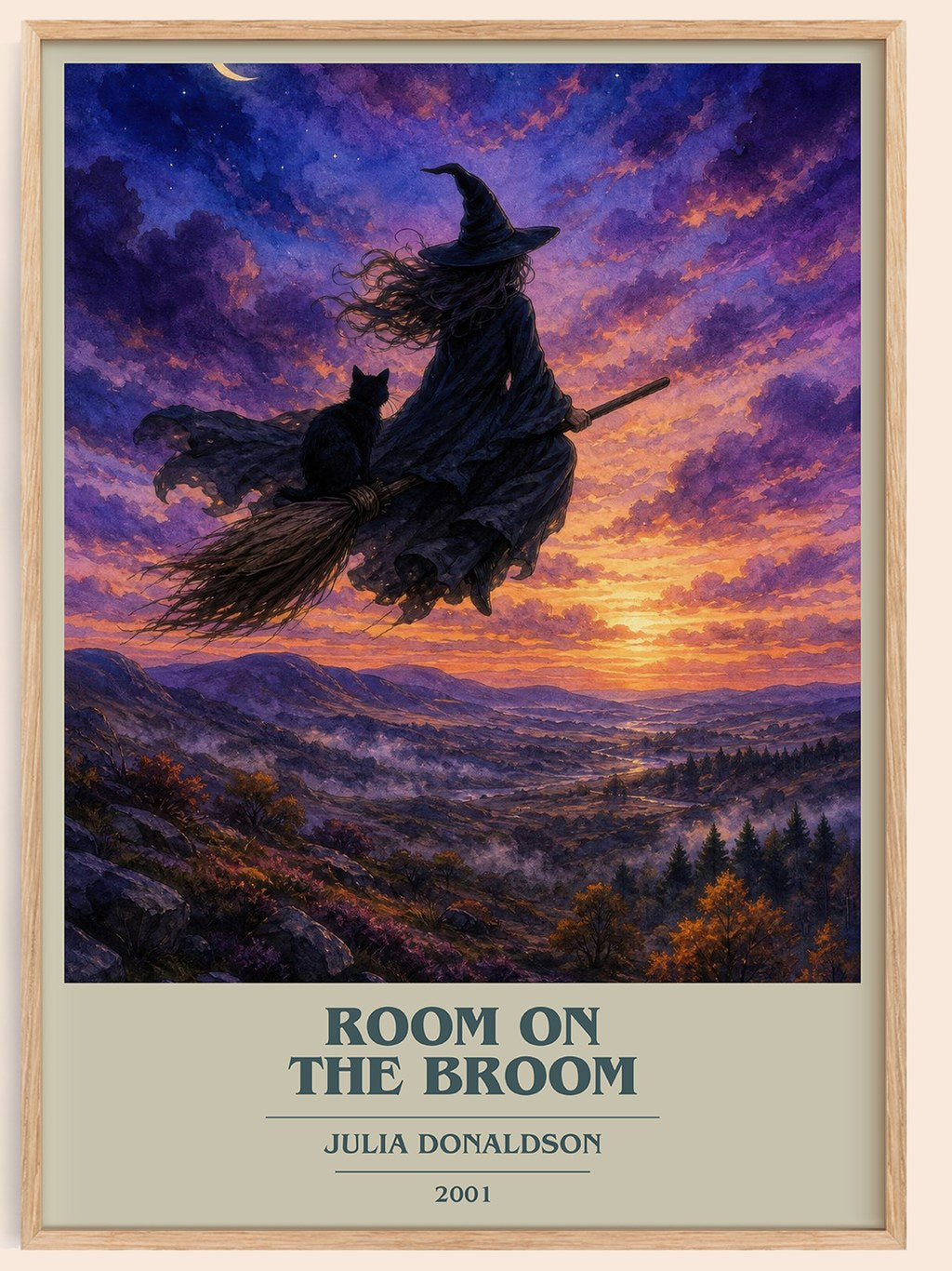 Room on the Broom book cover book poster by Julia Donaldson – framed literary art print