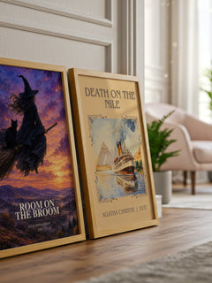 Room on the Broom watercolour print framed by window – literary home decor