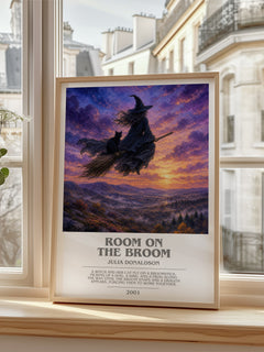 Room on the Broom bookish poster colour and style options – Julia Donaldson book art