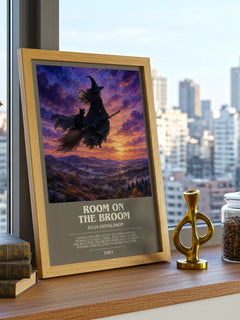 Room on the Broom bookish print framed by window – literary home decor