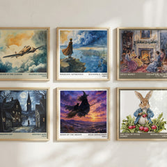 Room on the Broom literary art print colour and style options – Julia Donaldson book art