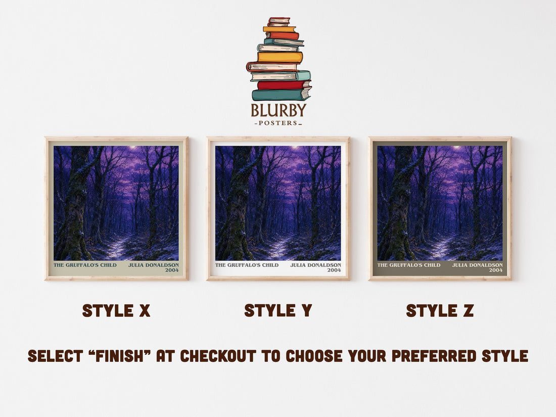 The Gruffalo's Child literary print in frame leaning in hallway – childrens wall art (mockup)