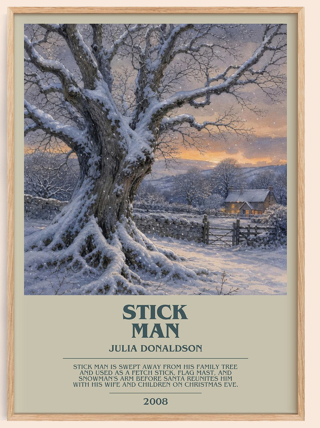 Stick Man bookish book poster by Julia Donaldson – framed literary art print