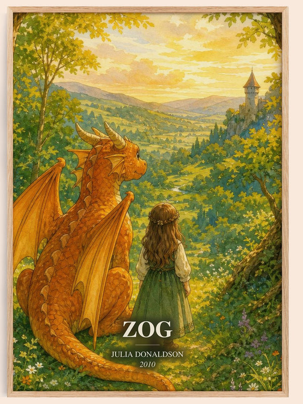 Zog watercolour book poster by Julia Donaldson – framed literary art print