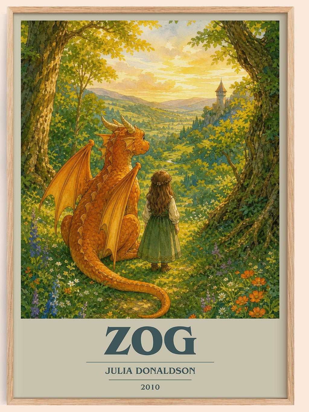 Zog book cover book poster by Julia Donaldson – framed literary art print