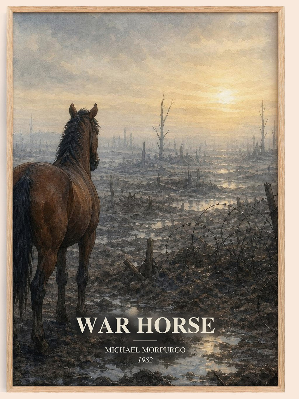 War Horse watercolour book poster by Michael Morpurgo – framed literary art print