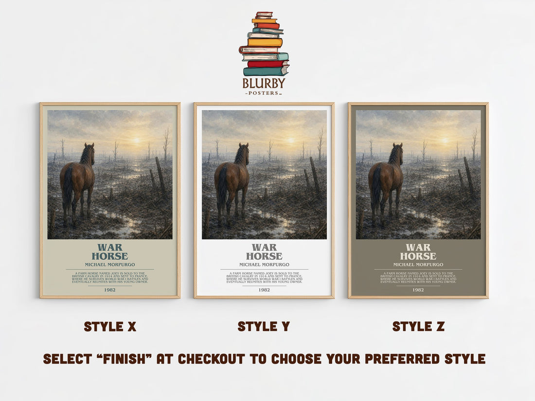 War Horse bookish print in frame leaning in hallway – young adult wall art (mockup)