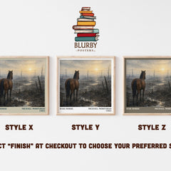 War Horse literary print in frame leaning in hallway – young adult wall art