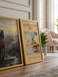 War Horse watercolour print framed by window – literary home decor