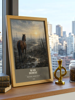 War Horse book cover print framed by window – literary home decor