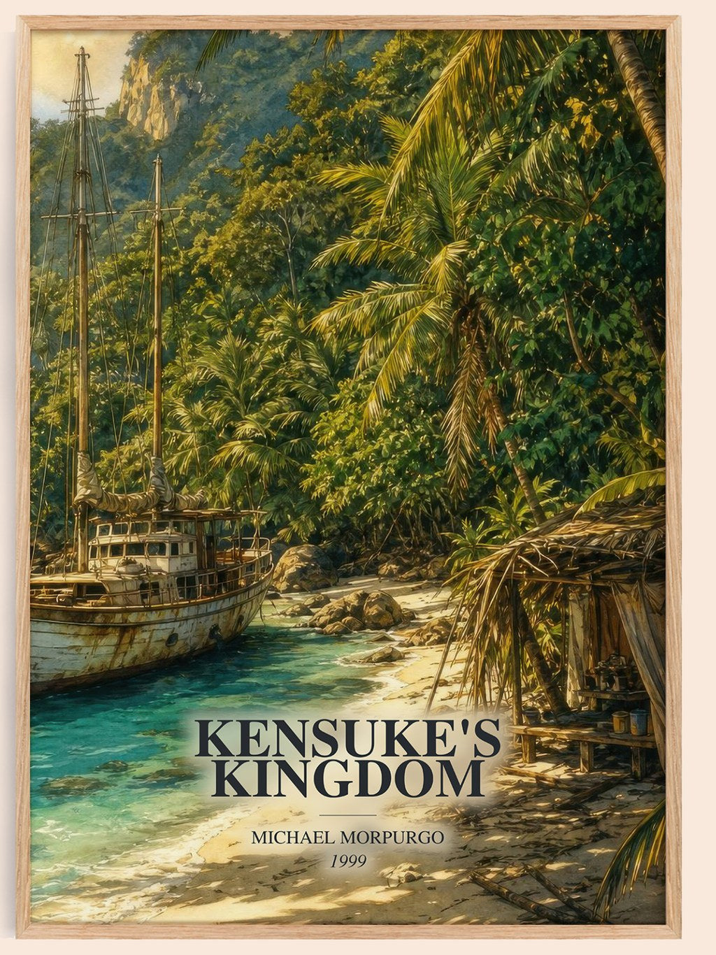 Kensuke's Kingdom watercolour book poster by Michael Morpurgo – framed literary art print