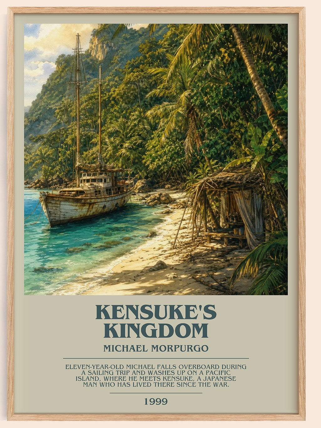 Kensuke's Kingdom bookish book poster by Michael Morpurgo – framed literary art print
