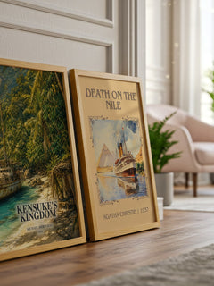 Kensuke's Kingdom watercolour print framed by window – literary home decor