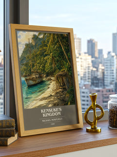 Kensuke's Kingdom book cover print framed by window – literary home decor