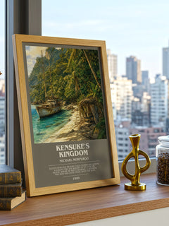 Kensuke's Kingdom bookish print framed by window – literary home decor