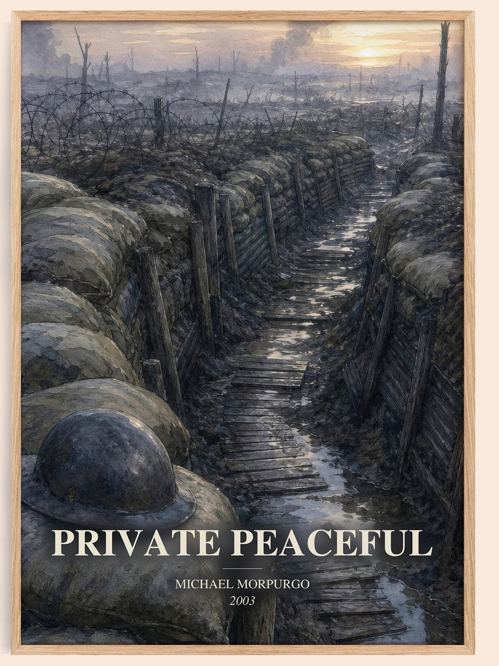 Private Peaceful watercolour book poster by Michael Morpurgo – framed literary art print