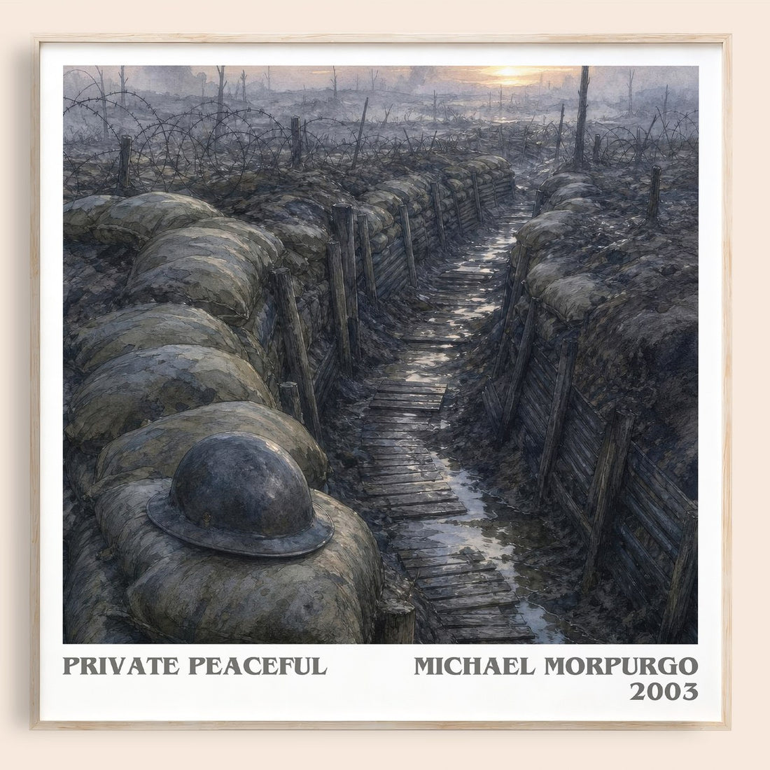 Private Peaceful literary book poster by Michael Morpurgo – framed literary art print
