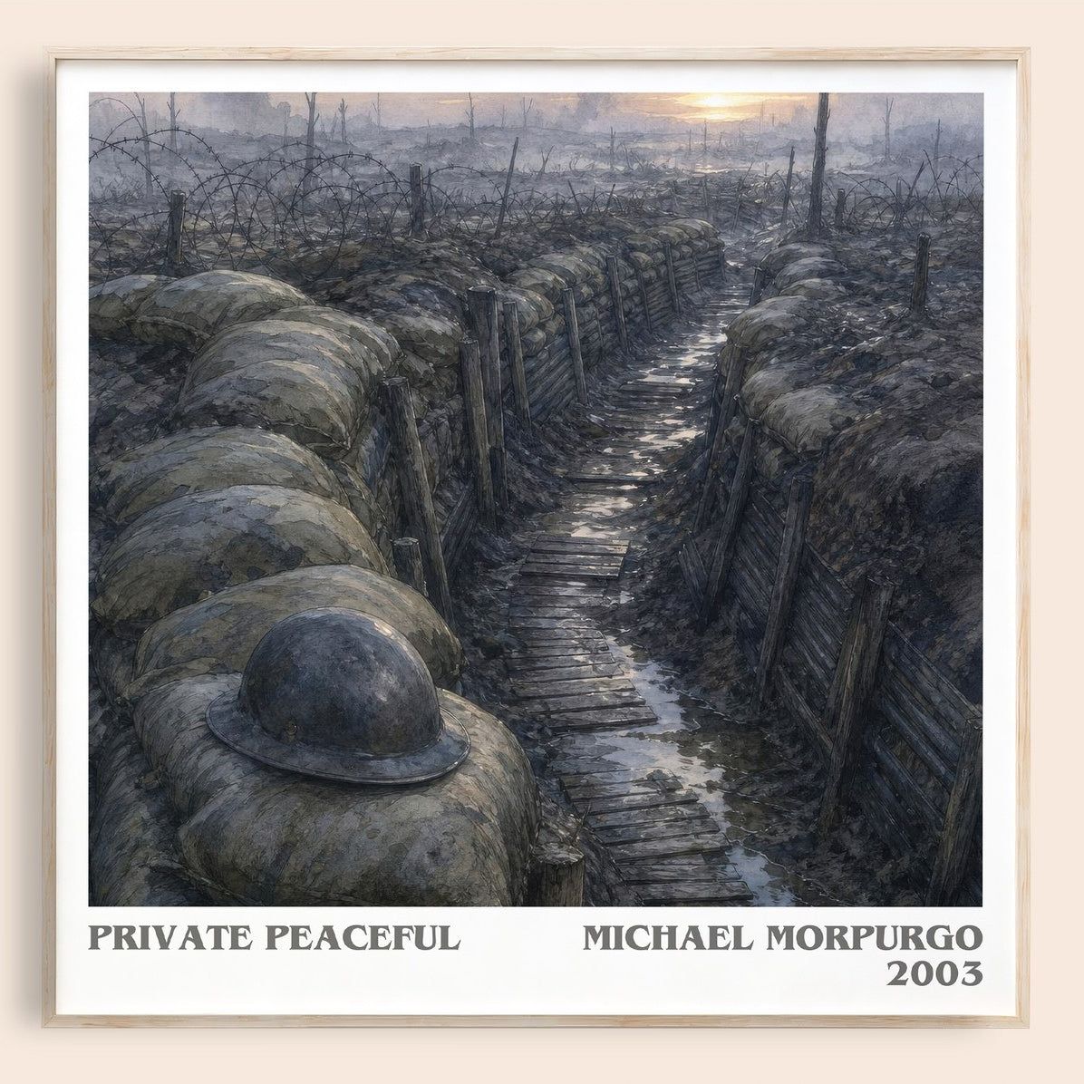 Private Peaceful literary book poster by Michael Morpurgo – framed literary art print