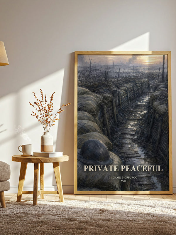 Private Peaceful watercolour print in frame leaning in hallway – young adult wall art