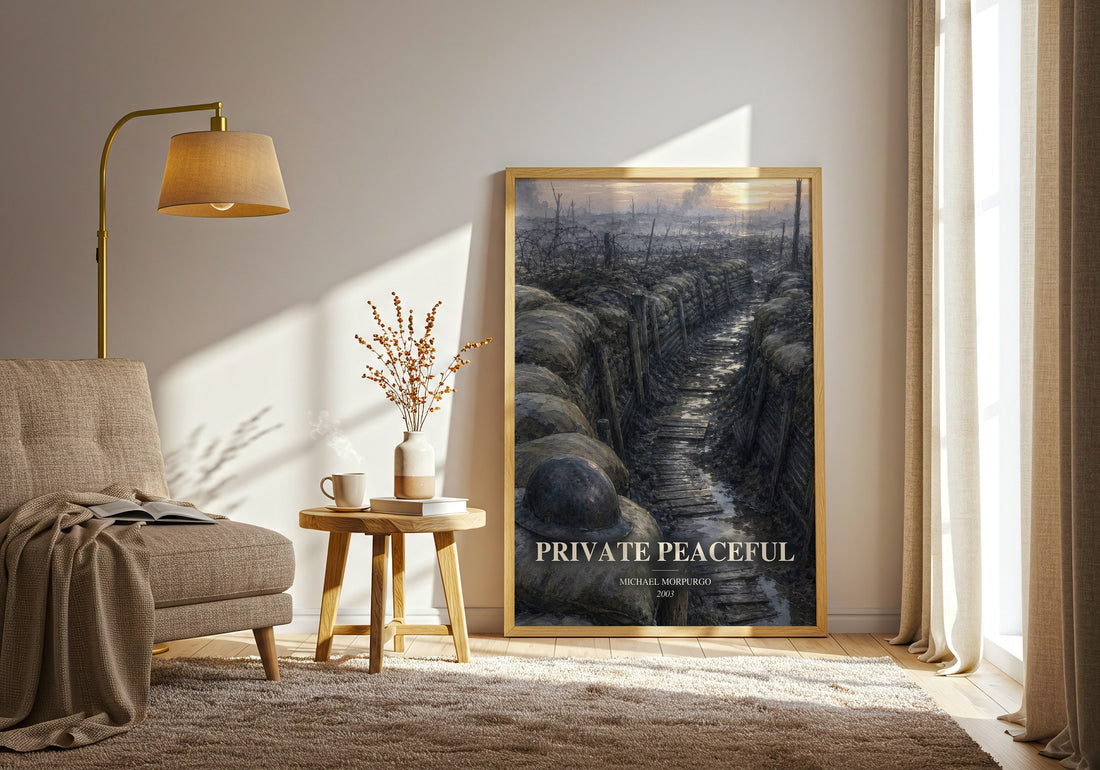Private Peaceful watercolour print in frame leaning in hallway – young adult wall art (mockup)