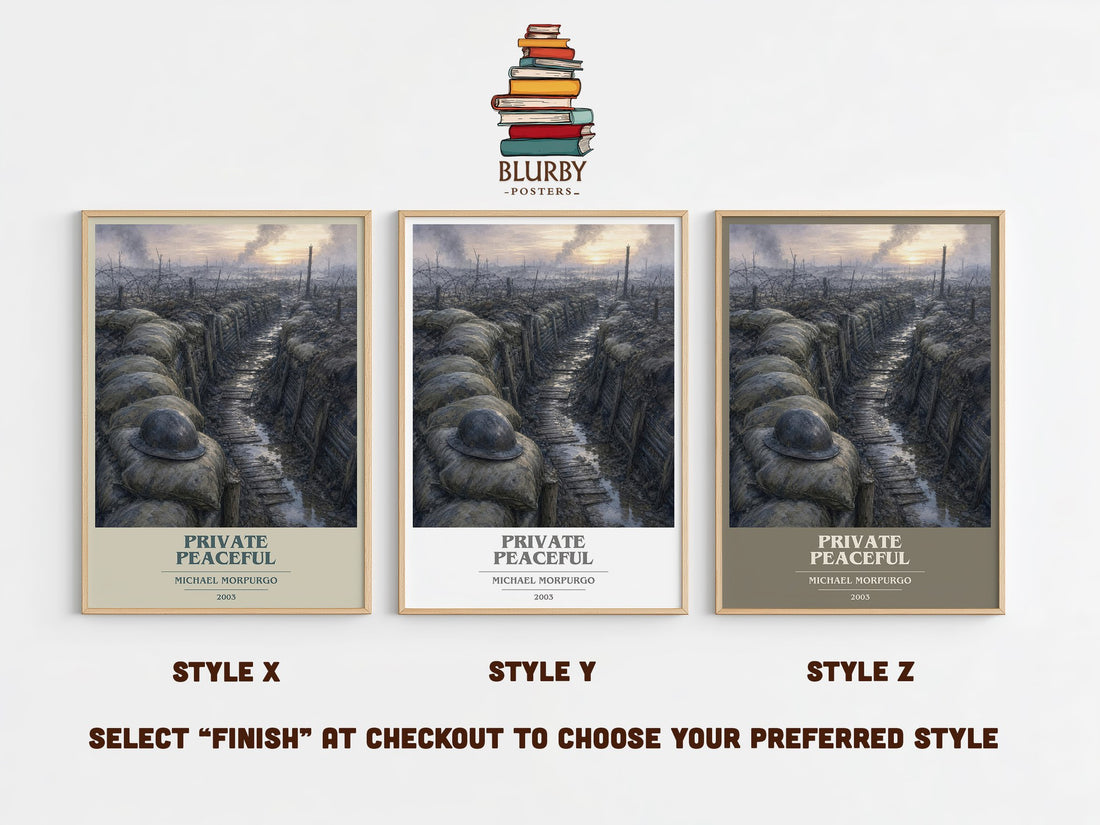 Private Peaceful book cover print in frame leaning in hallway – young adult wall art (mockup)