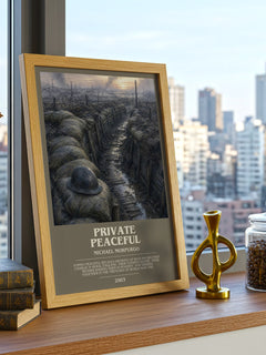 Private Peaceful bookish print framed by window – literary home decor