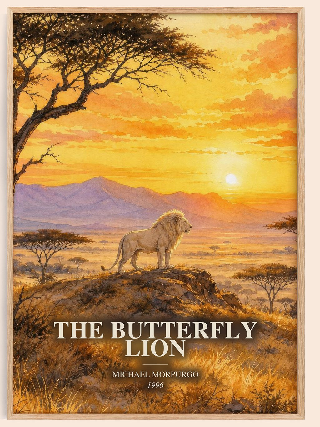 The Butterfly Lion watercolour book poster by Michael Morpurgo – framed literary art print