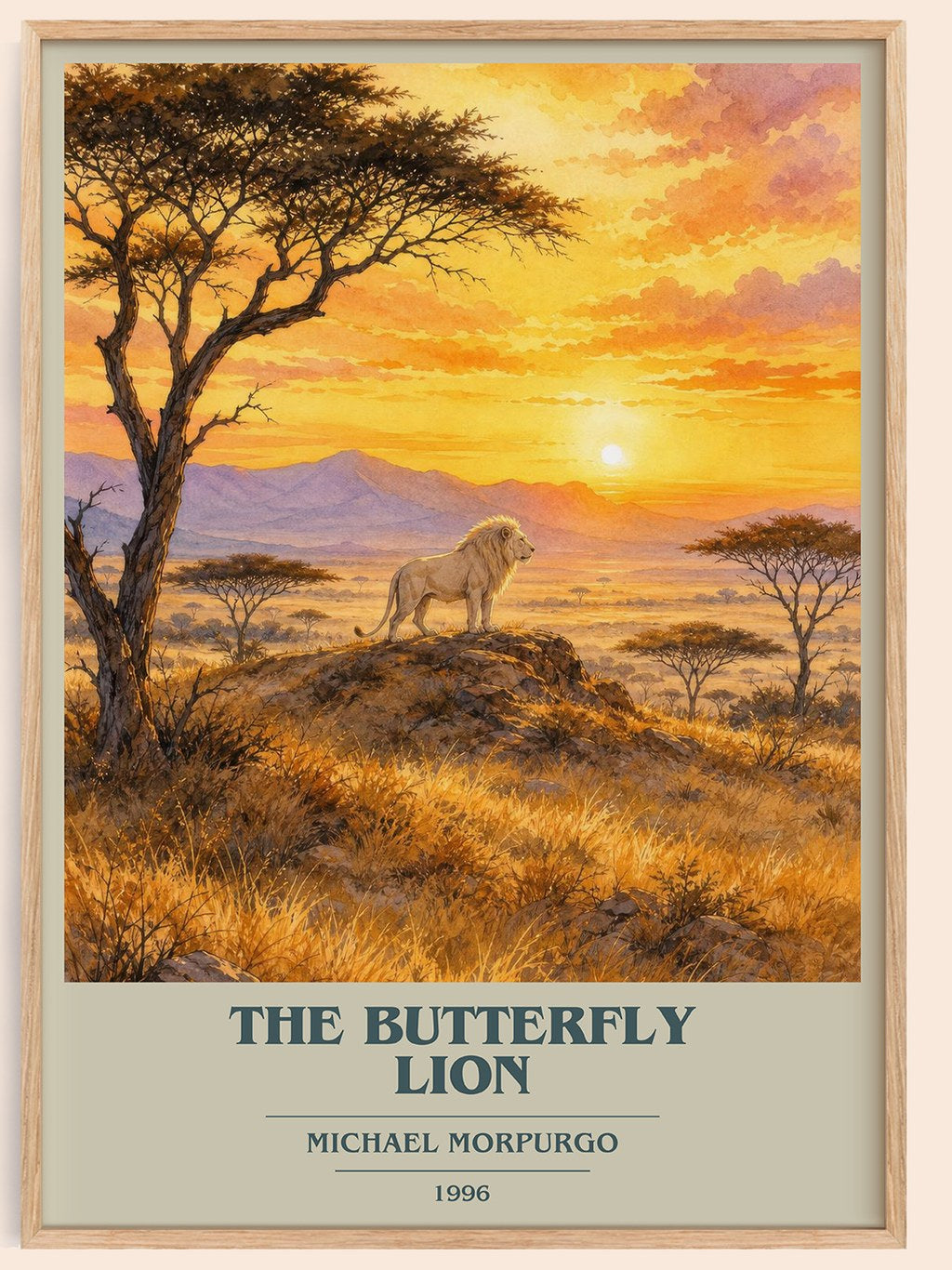 The Butterfly Lion book cover book poster by Michael Morpurgo – framed literary art print