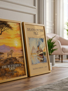 The Butterfly Lion watercolour print framed by window – literary home decor