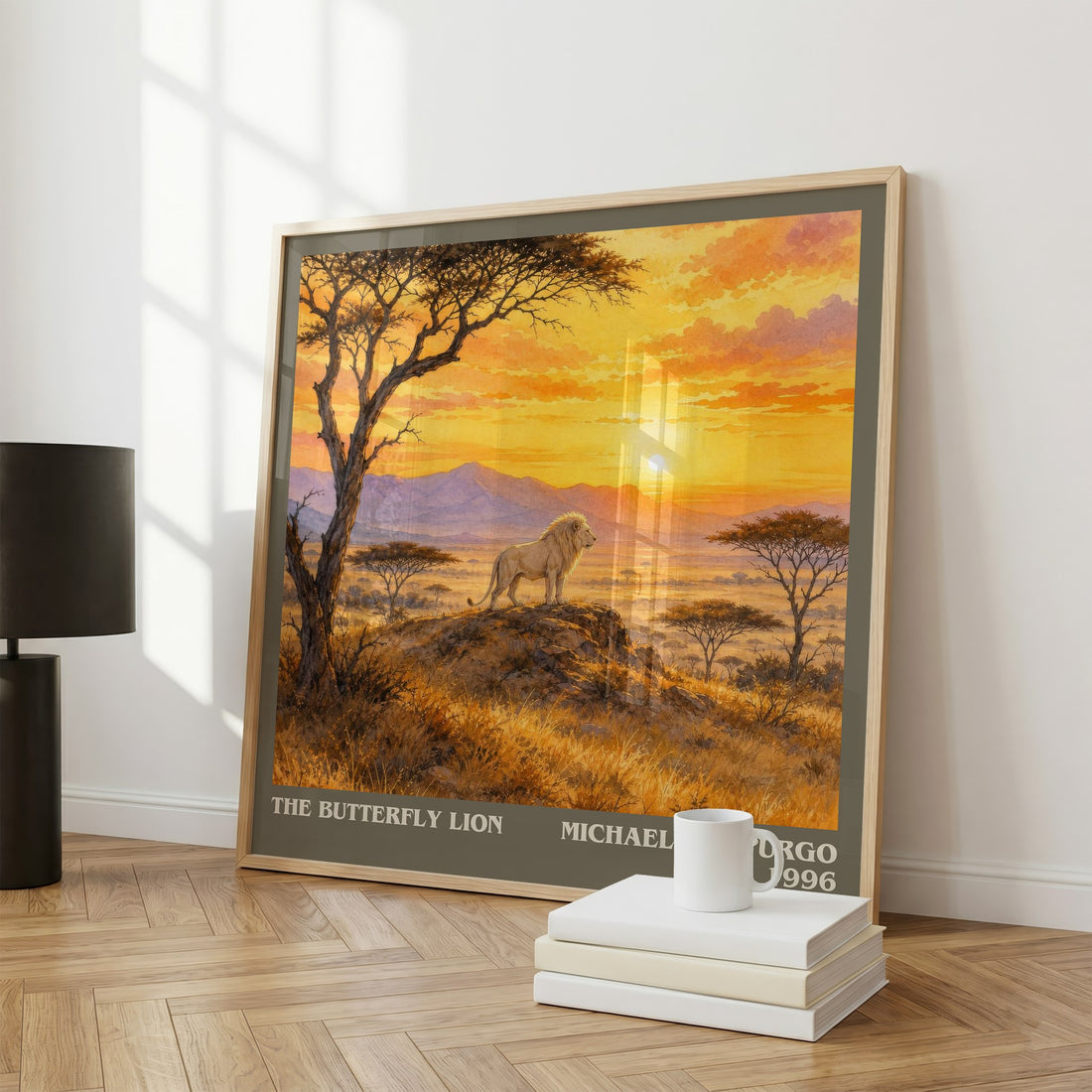 The Butterfly Lion literary print framed by window – literary home decor