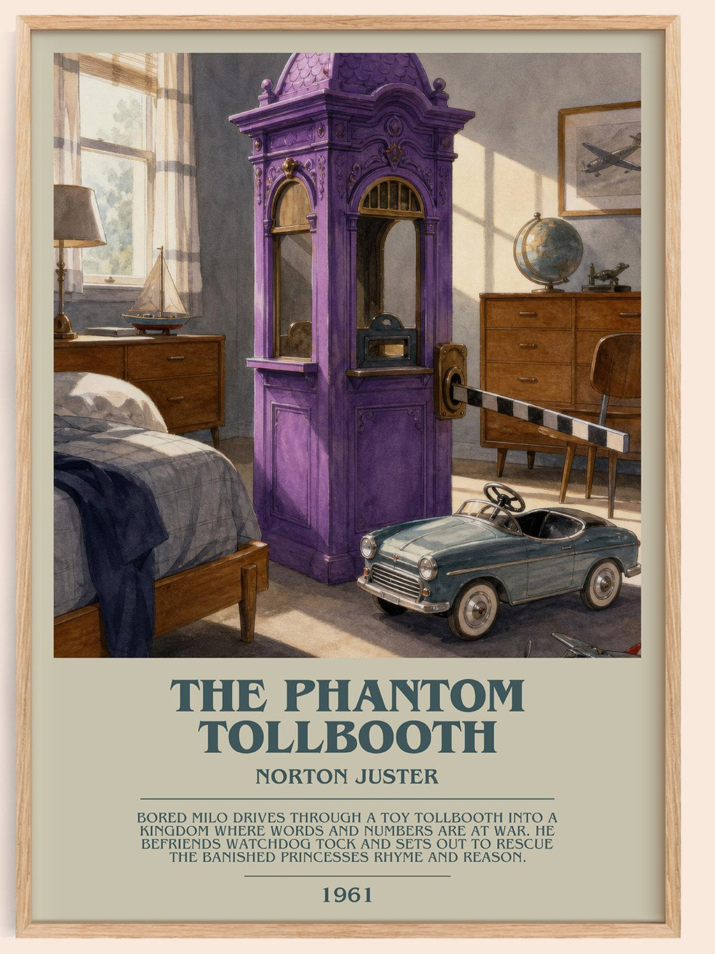 The Phantom Tollbooth bookish book poster by Norton Juster – framed literary art print