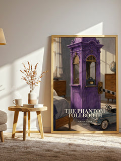 The Phantom Tollbooth watercolour print in frame leaning in hallway – childrens wall art