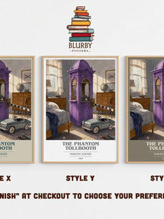 The Phantom Tollbooth book cover print in frame leaning in hallway – childrens wall art