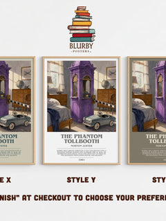 The Phantom Tollbooth bookish print in frame leaning in hallway – childrens wall art