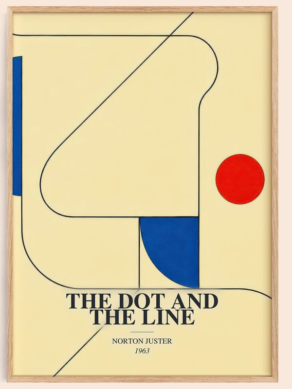 The Dot and the Line watercolour book poster by Norton Juster – framed literary art print