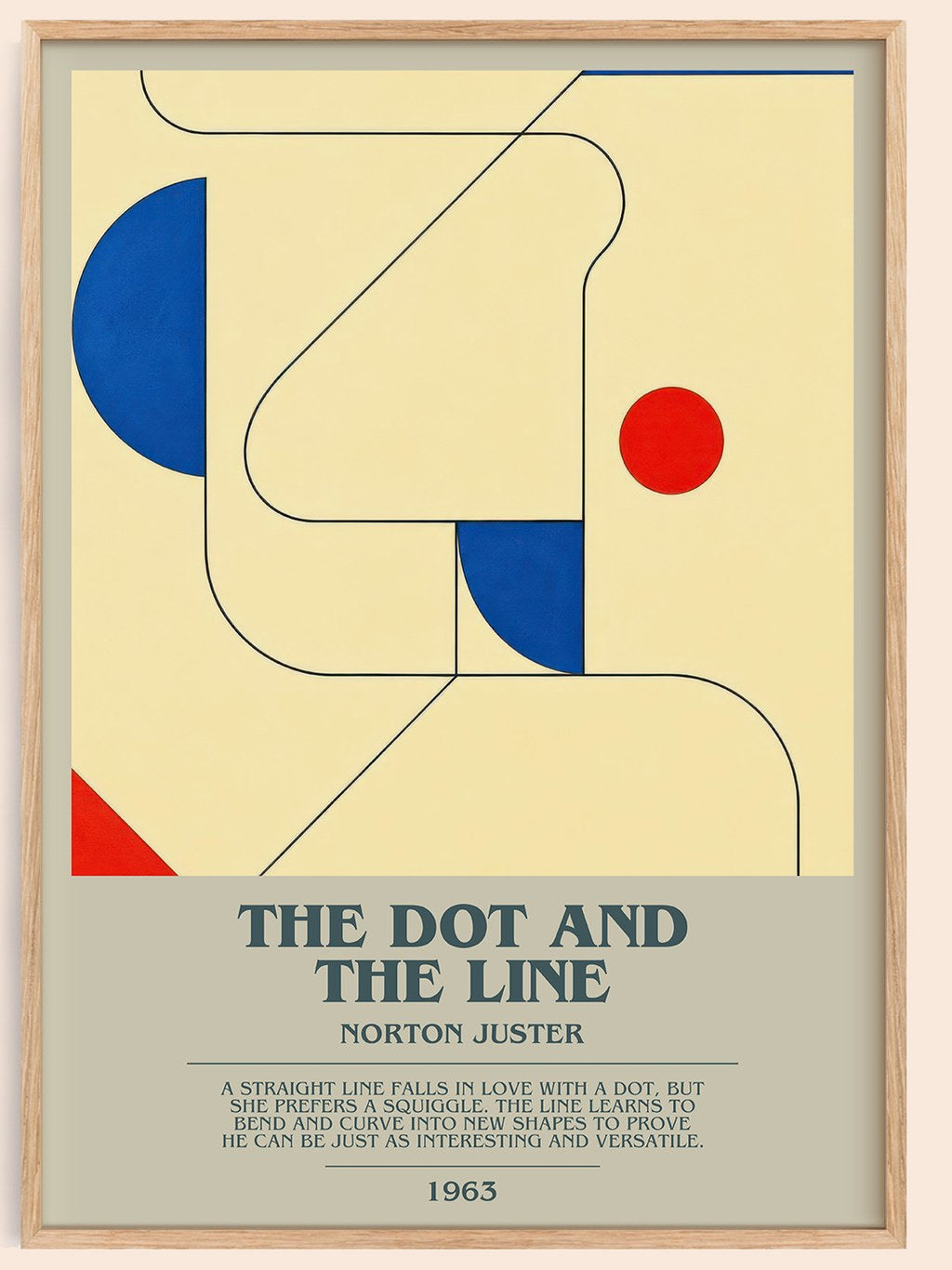 The Dot and the Line bookish book poster by Norton Juster – framed literary art print
